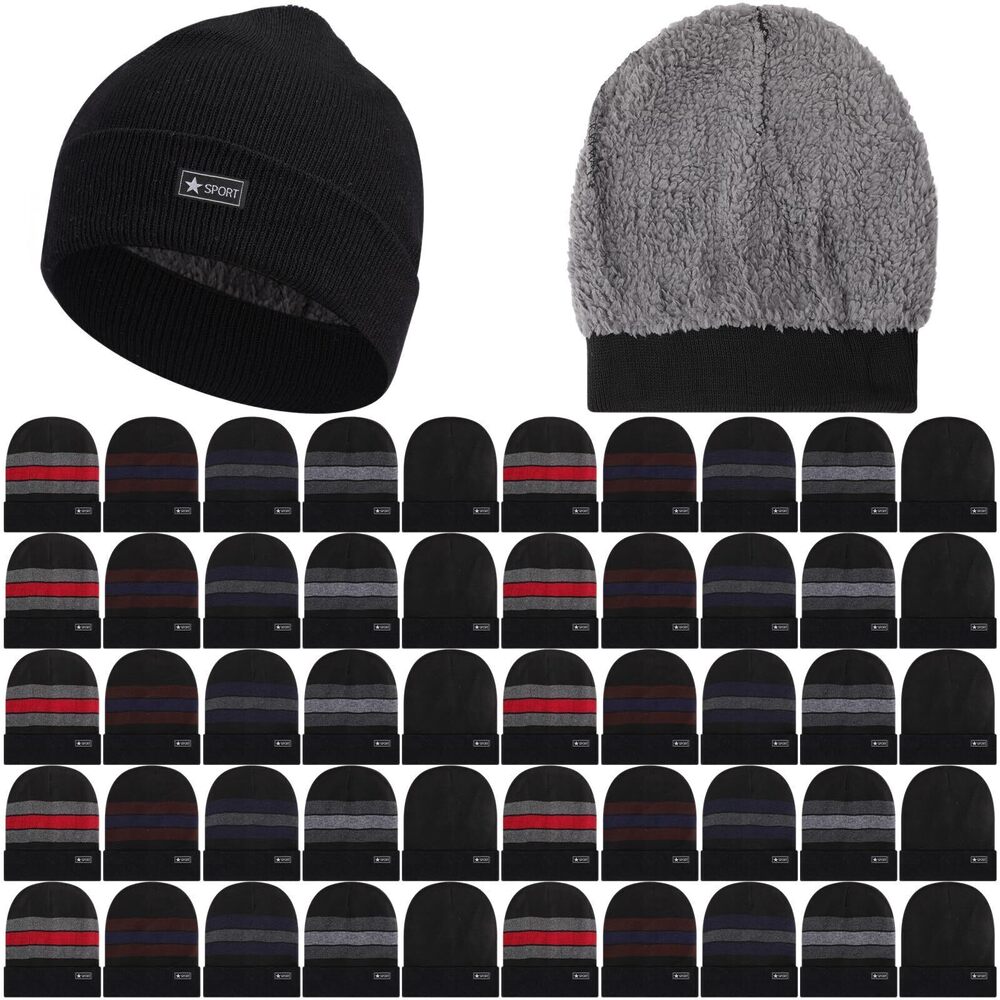 5395 50 Pcs Bulk Winter Beanie for Homeless Donation Unisex Warm Knitted
